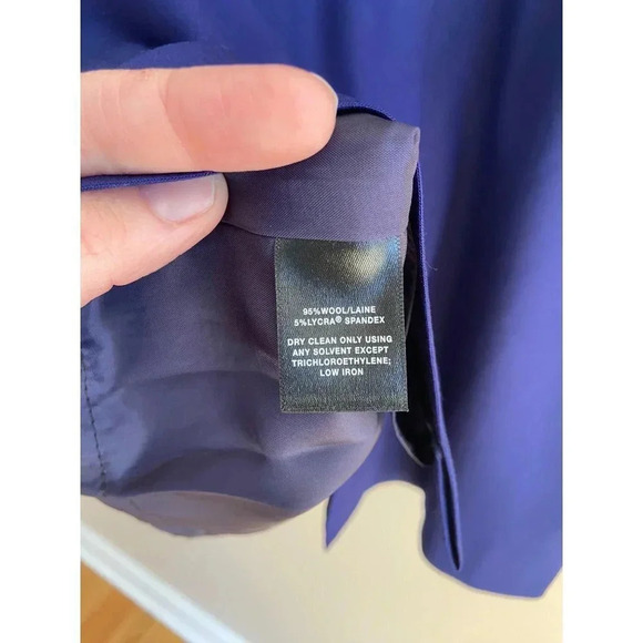 Lafayette 148 New York Cobalt Blue Wool Blend Sheath Dress Size 6 Boatneck - Picture 8 of 11